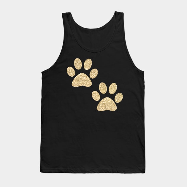 Gold Paw Prints Tank Top by julieerindesigns